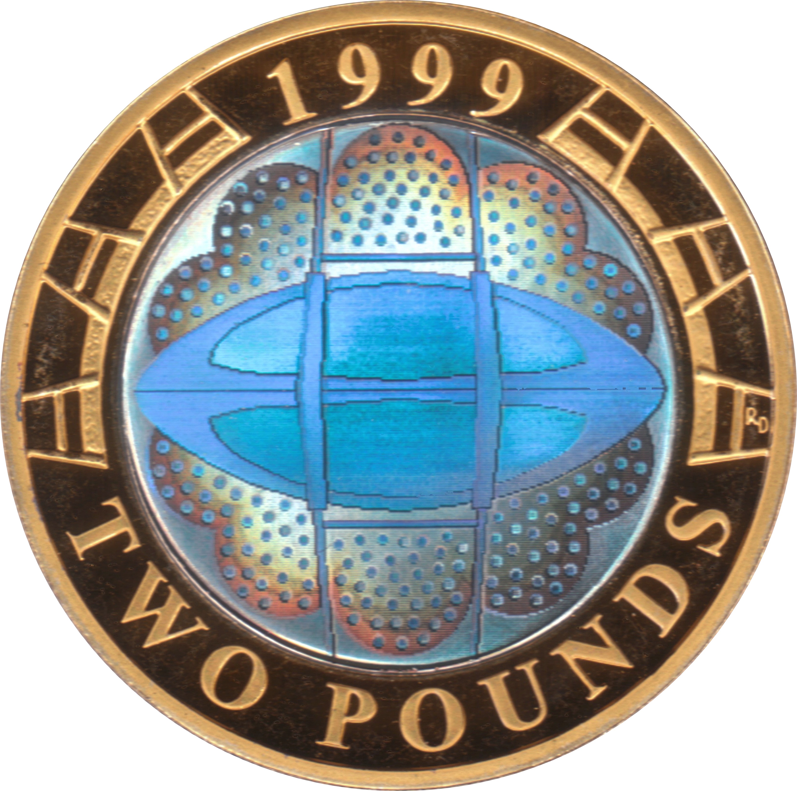 2 Pounds - Elizabeth II Rugby World Cup; Silver Piedfort