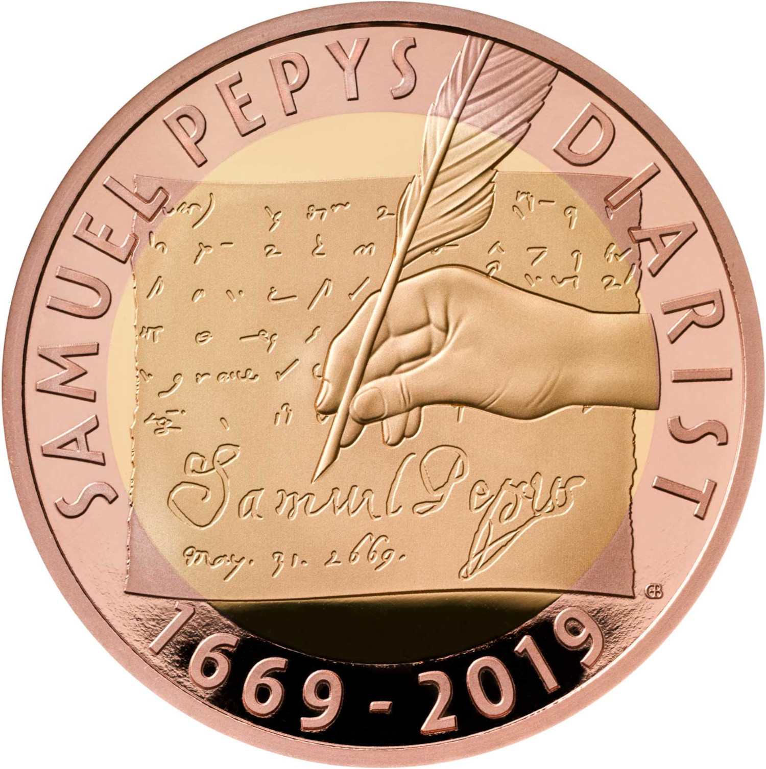 2 Pounds - Elizabeth II Samuel Pepys' Diary; Gold Proof reverse