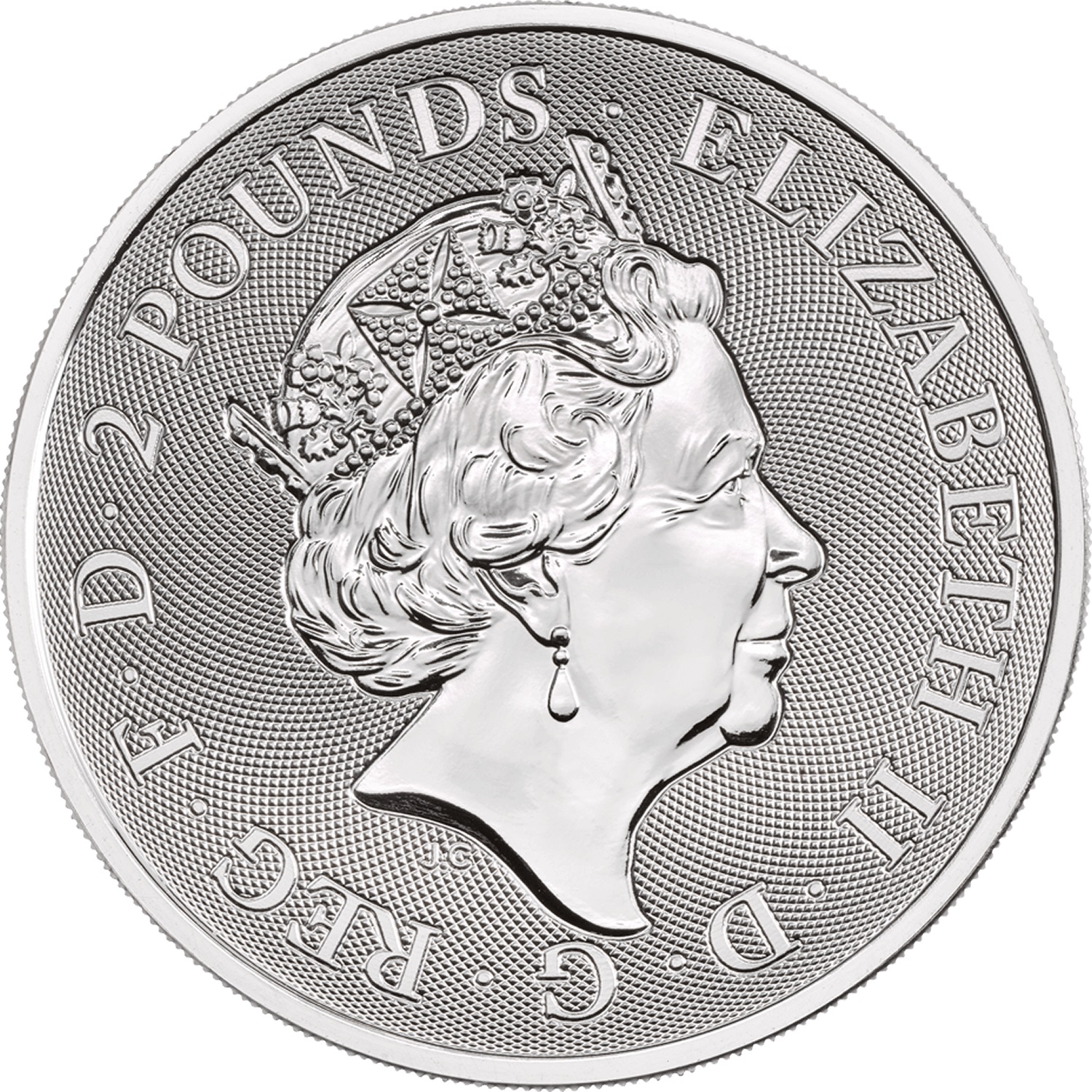 2 Pounds - Elizabeth II Silver Valiant; 1 oz Fine Silver obverse