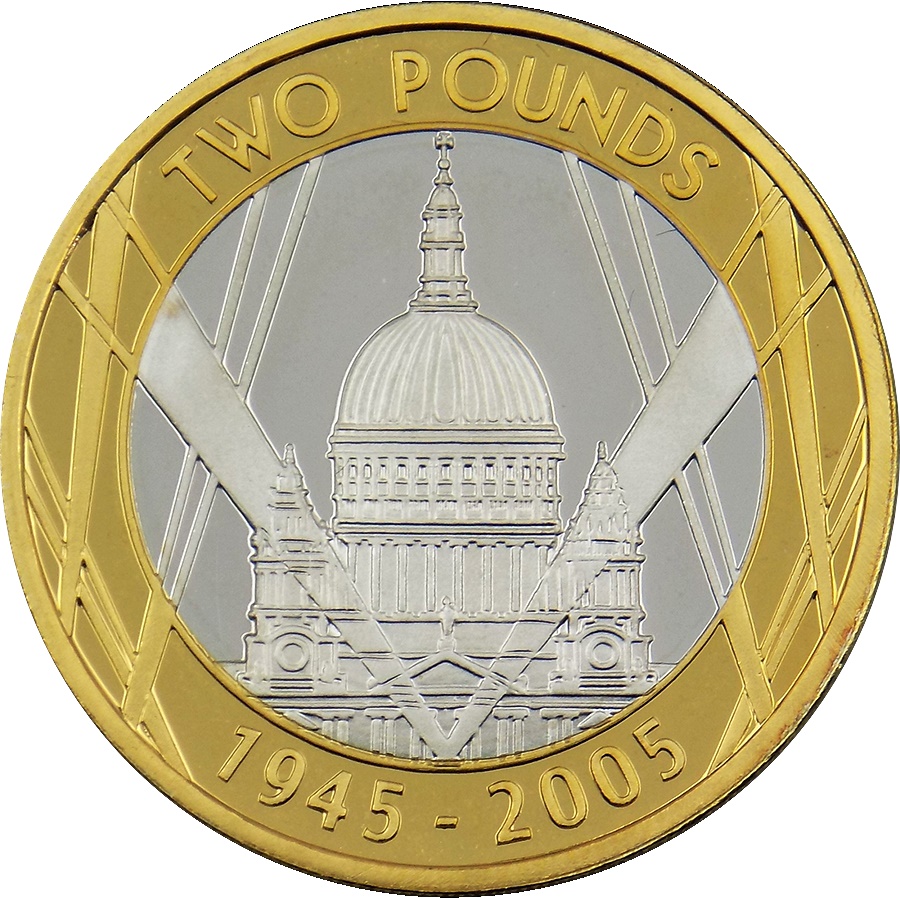 2 Pounds - Elizabeth II St. Paul's Cathedral; Silver Proof reverse