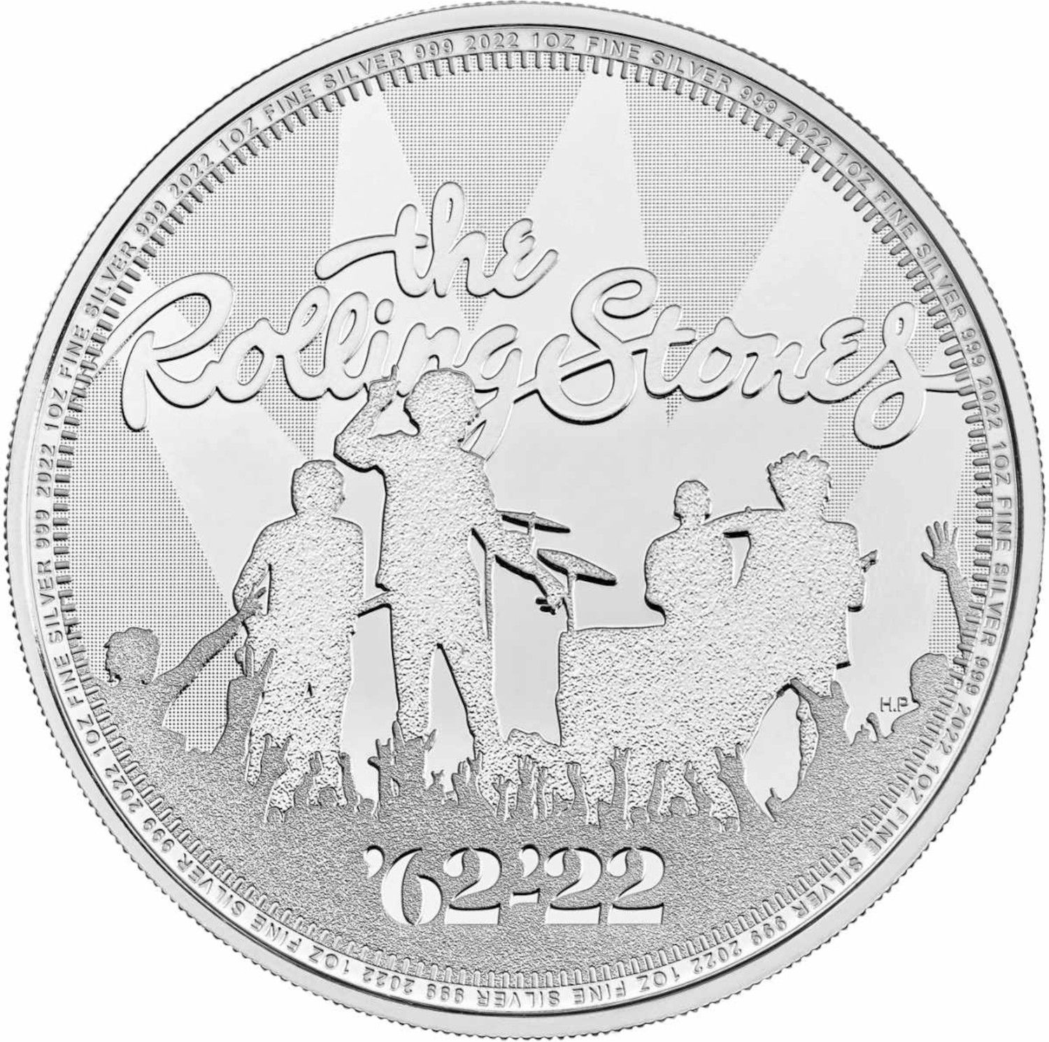 2 Pounds - Elizabeth II The Rolling Stones; 1oz Fine Silver reverse
