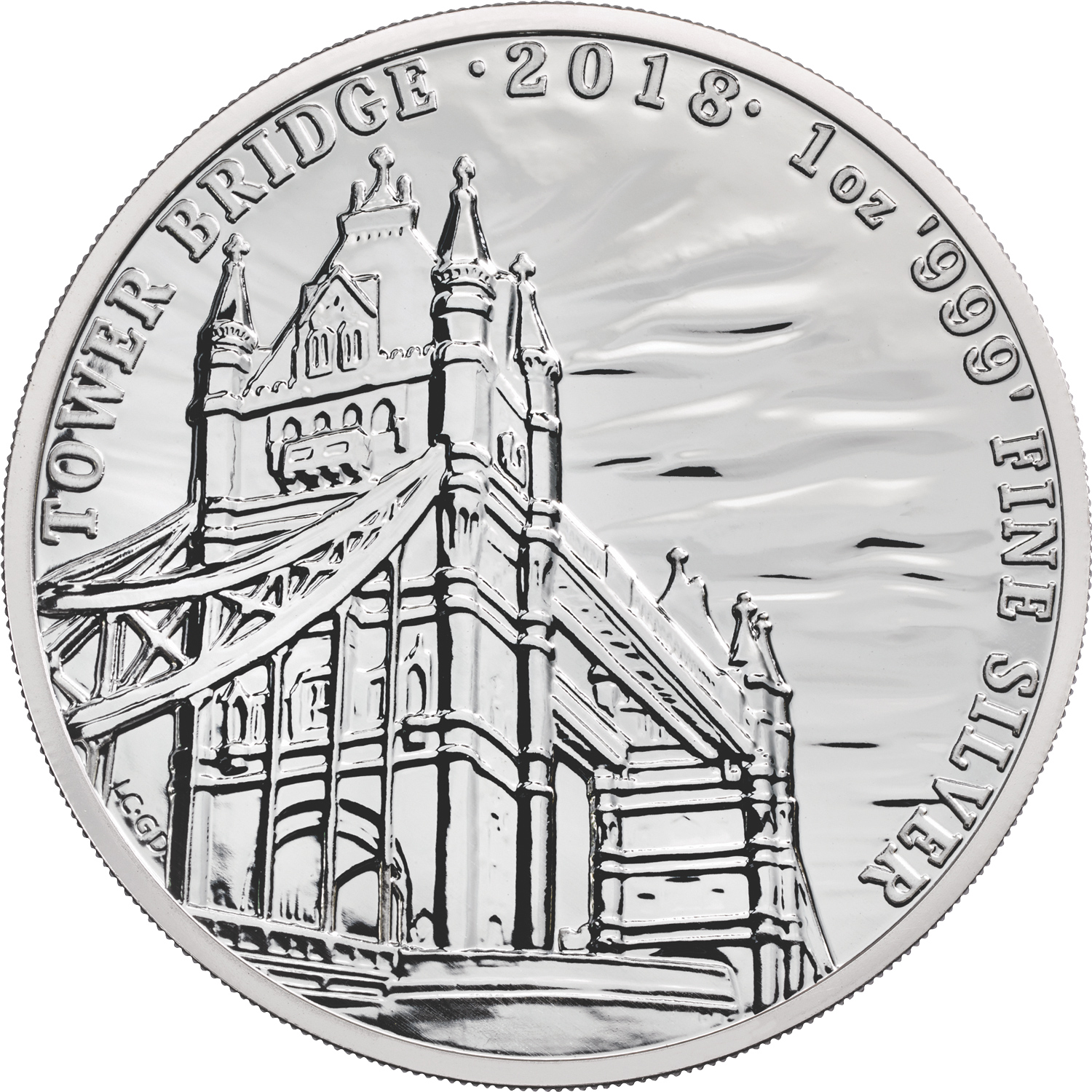 2 Pounds - Elizabeth II Tower Bridge; 1 oz Fine Silver reverse