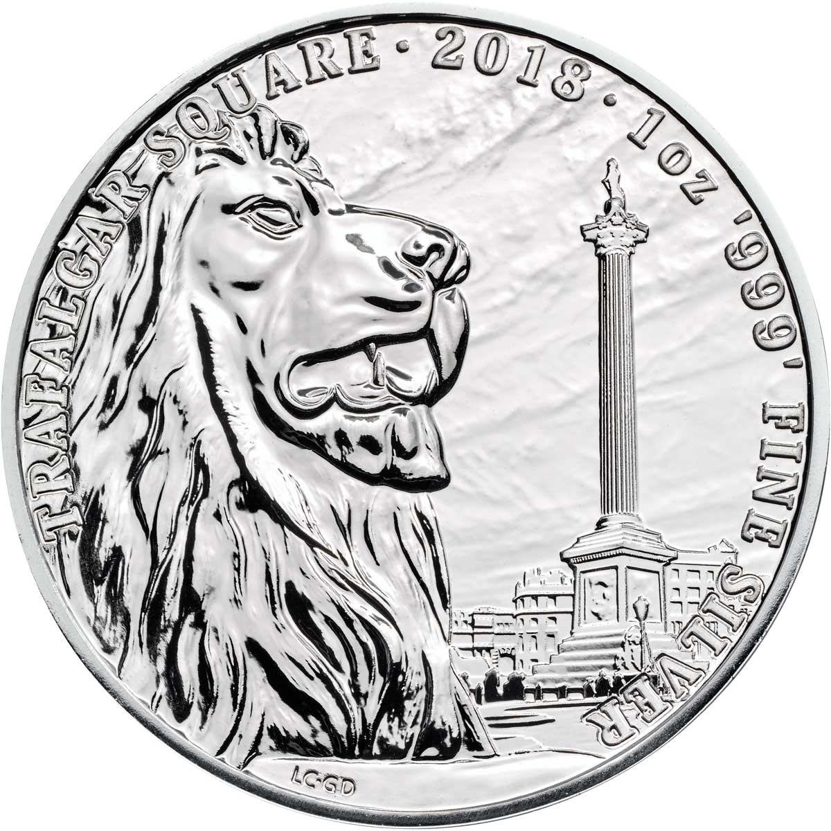 2 Pounds - Elizabeth II Trafalgar Square; 1 oz Fine Silver reverse