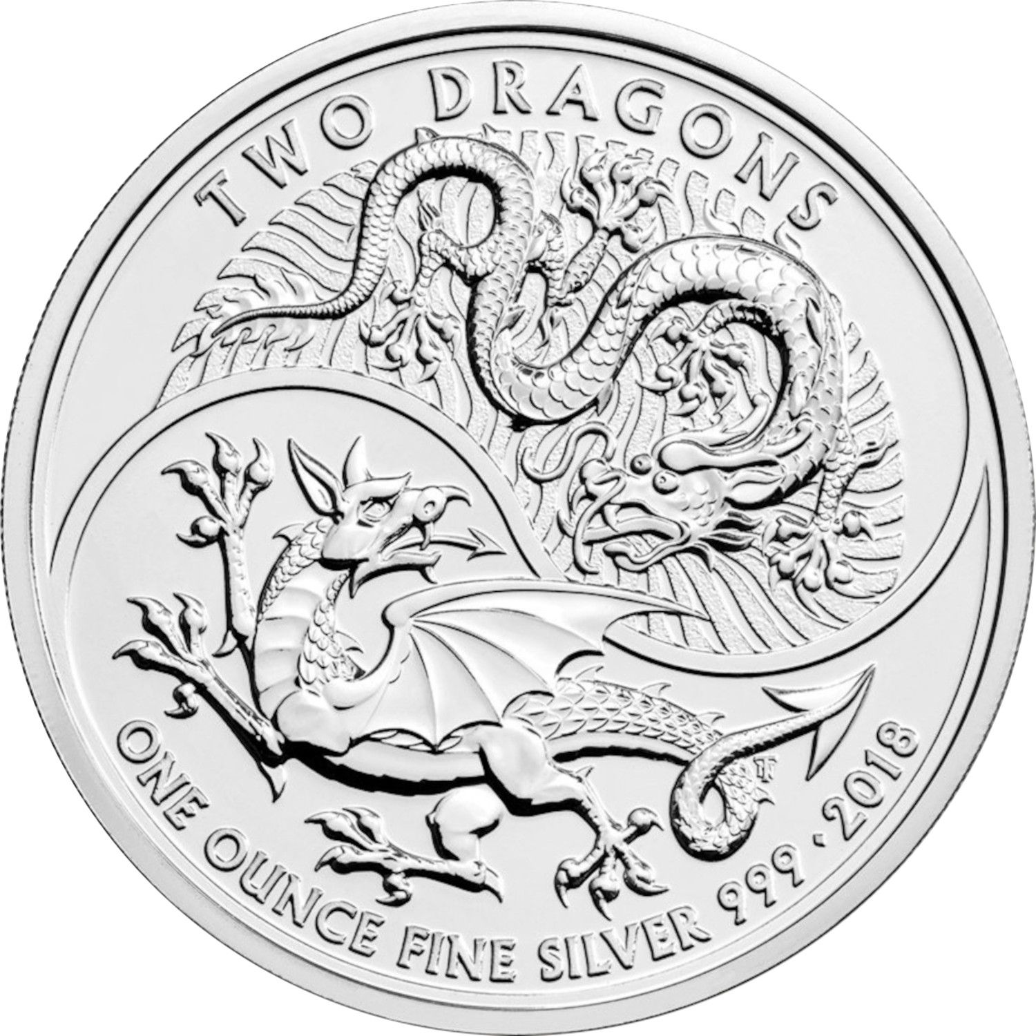 2 Pounds - Elizabeth II Two Dragons; 1 oz Fine Silver reverse