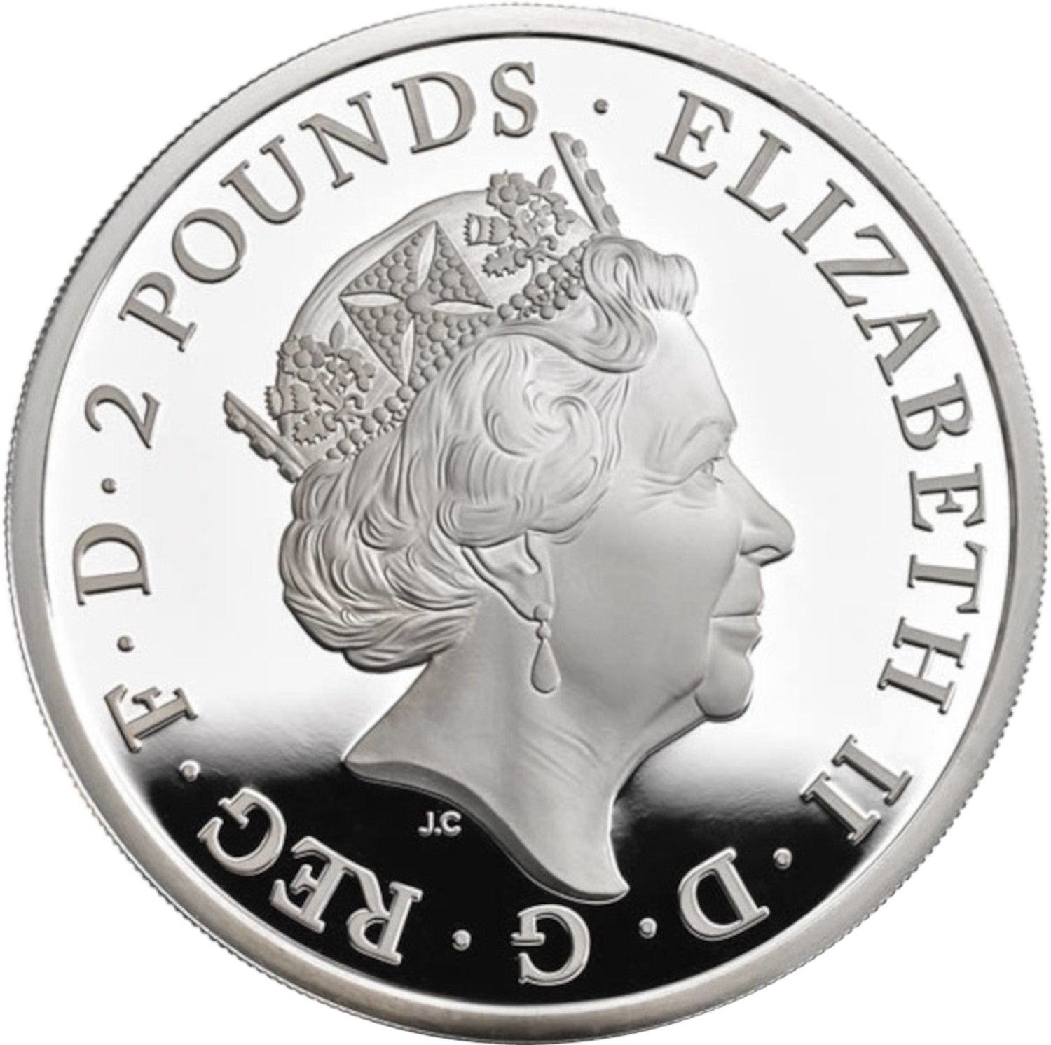 2 Pounds - Elizabeth II Unicorn of Scotland; Silver Proof obverse