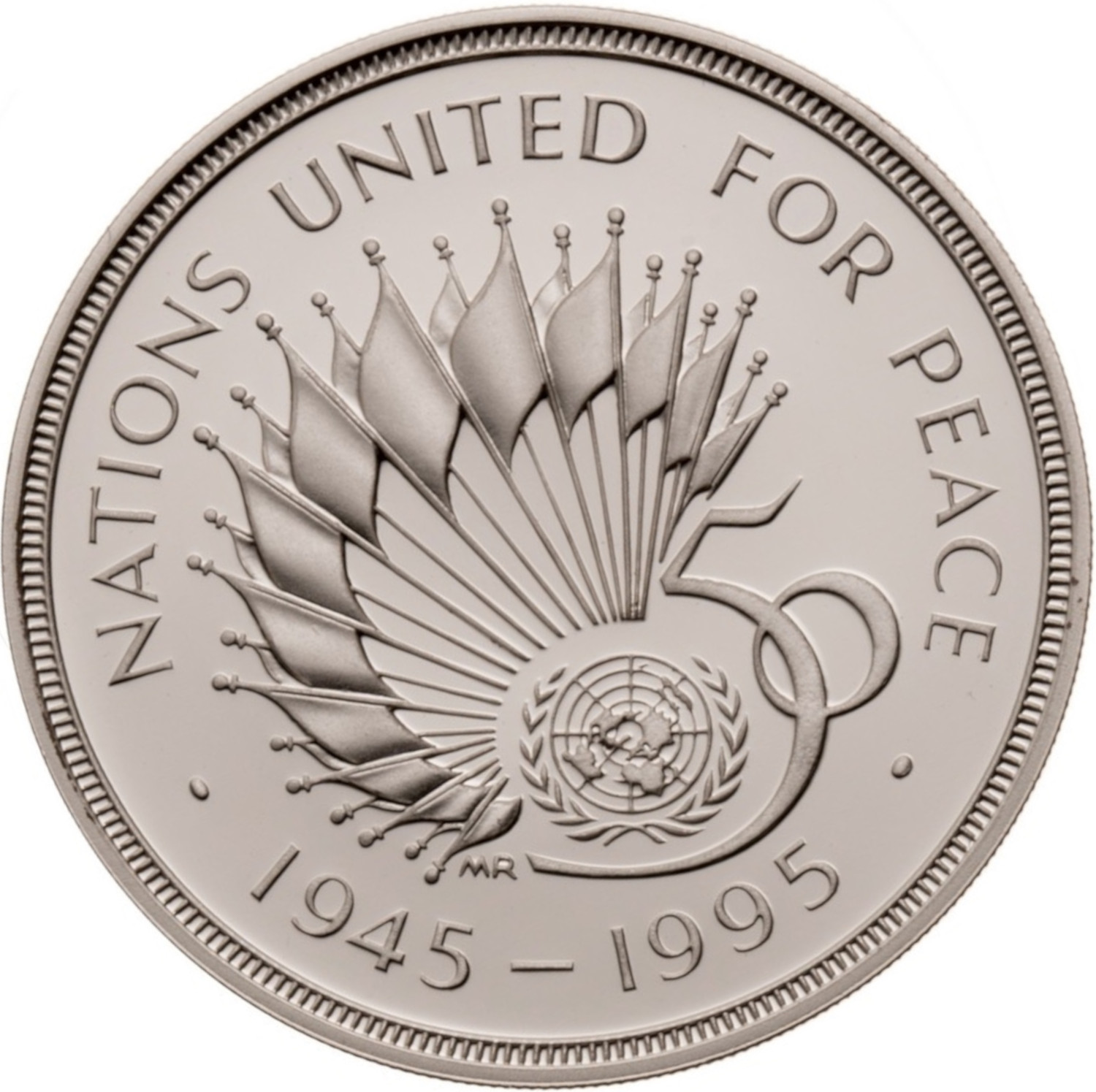 2 Pounds - Elizabeth II United Nations; Silver Piedfort