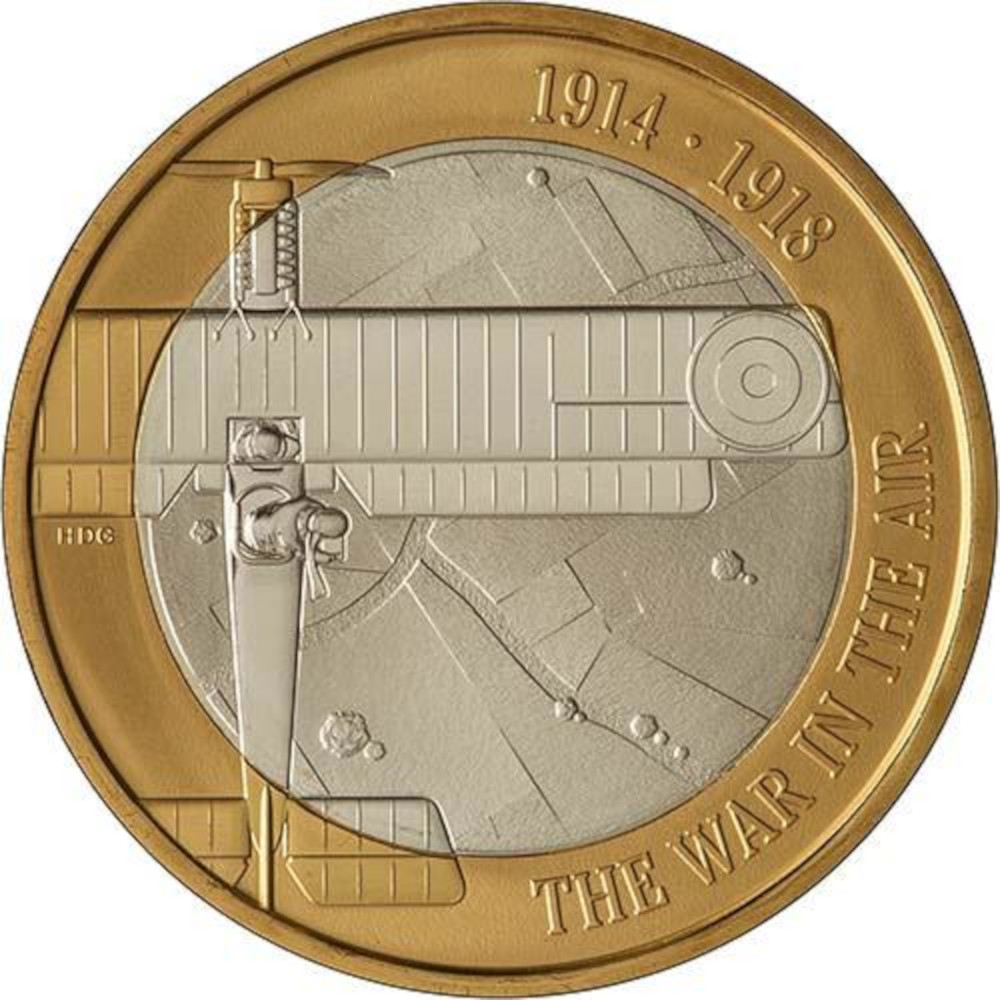 2 Pounds - Elizabeth II WWI Aviation; Silver Proof reverse