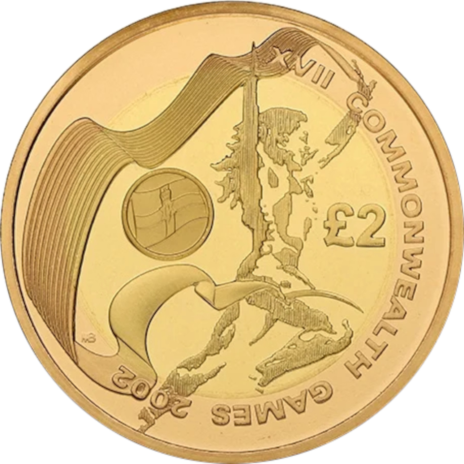 2 Pounds - Elizabeth II XVII Commonwealth Games - Northern Ireland; Gold Proof reverse