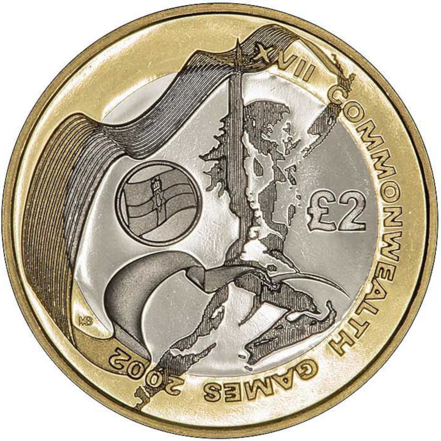 2 Pounds - Elizabeth II XVII Commonwealth Games - Northern Ireland; Silver Proof reverse