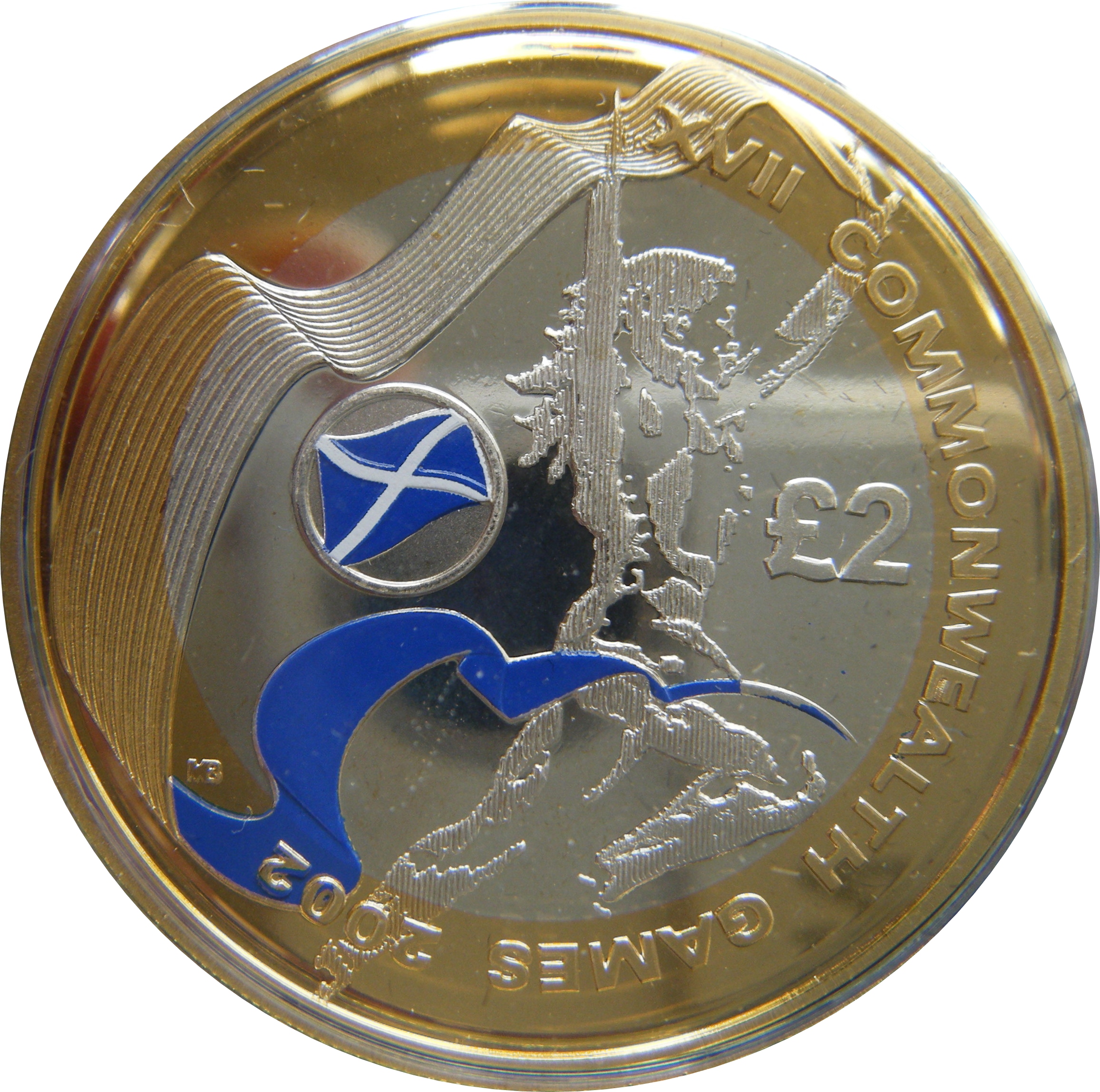 2 Pounds - Elizabeth II XVII Commonwealth Games - Scotland; Silver Piedfort reverse