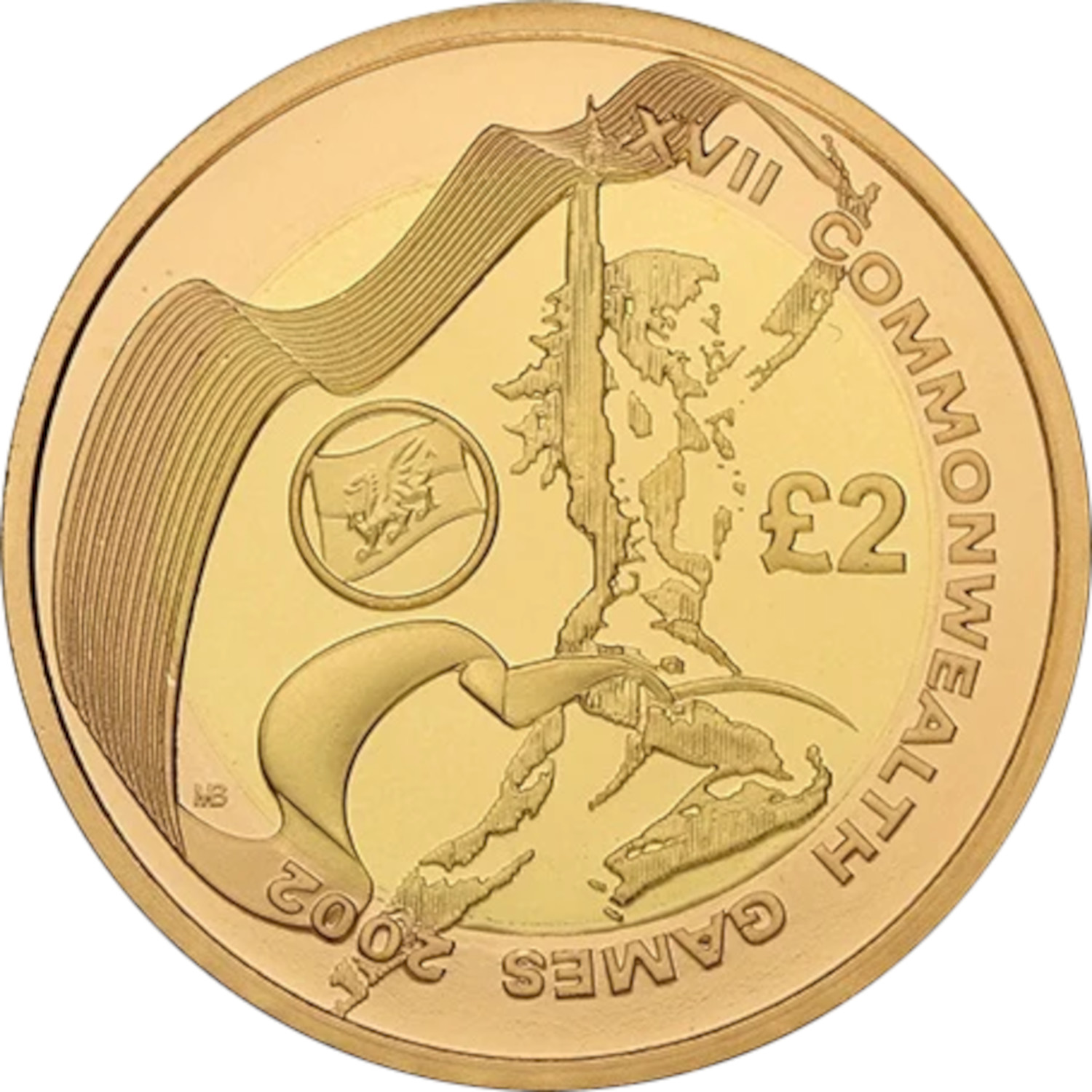 2 Pounds - Elizabeth II XVII Commonwealth Games - Wales; Gold Proof reverse