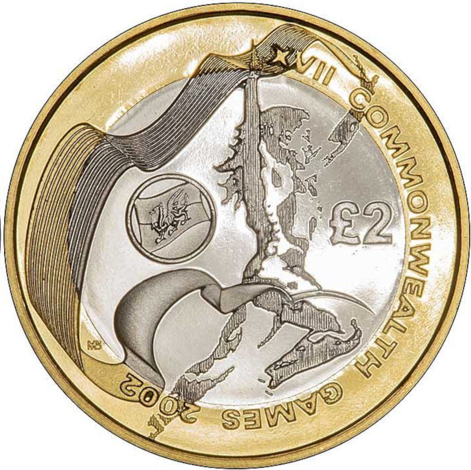 2 Pounds - Elizabeth II XVII Commonwealth Games - Wales; Silver Proof reverse