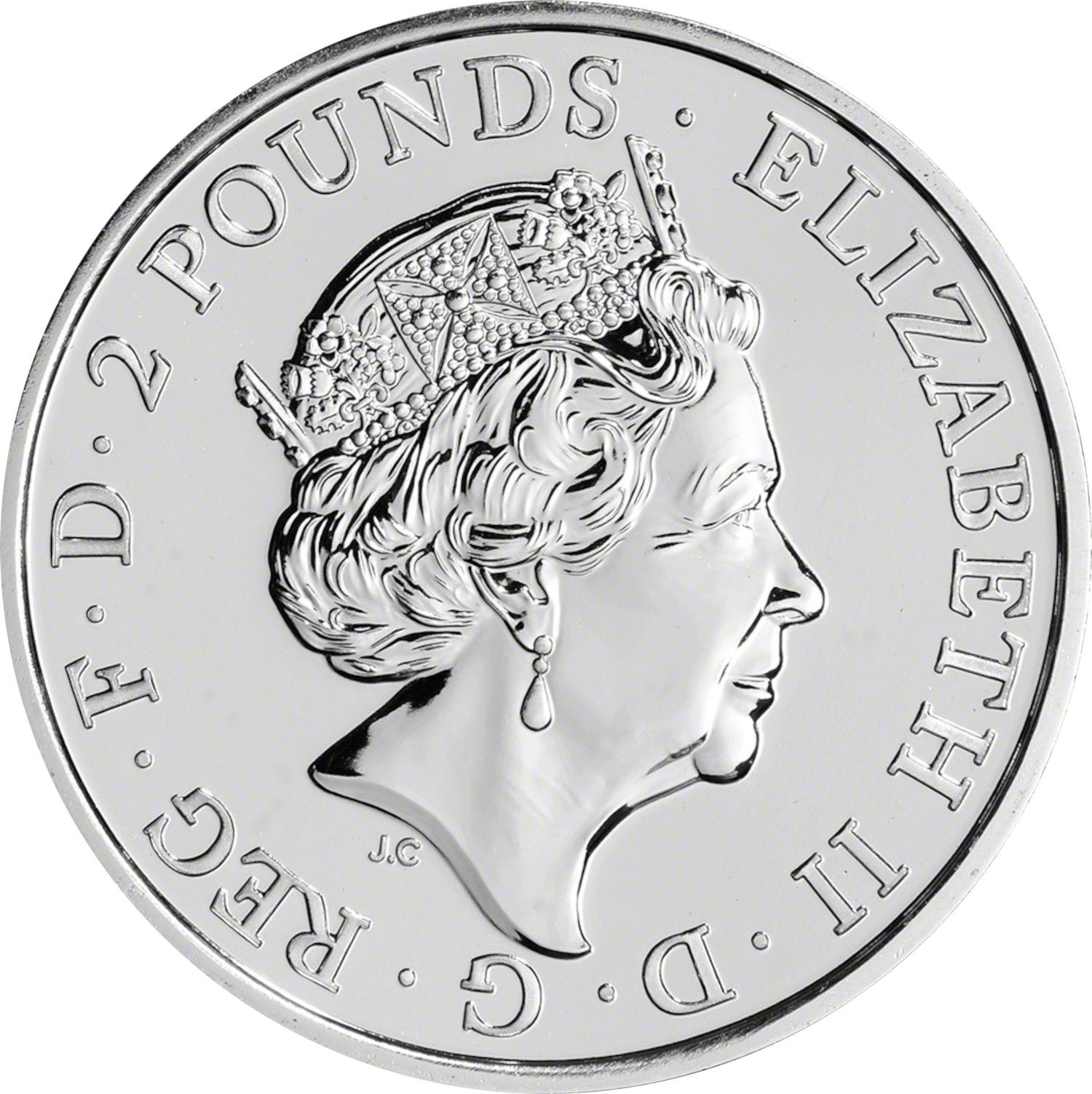 2 Pounds - Elizabeth II Year of the Monkey; 1 oz Fine Silver obverse