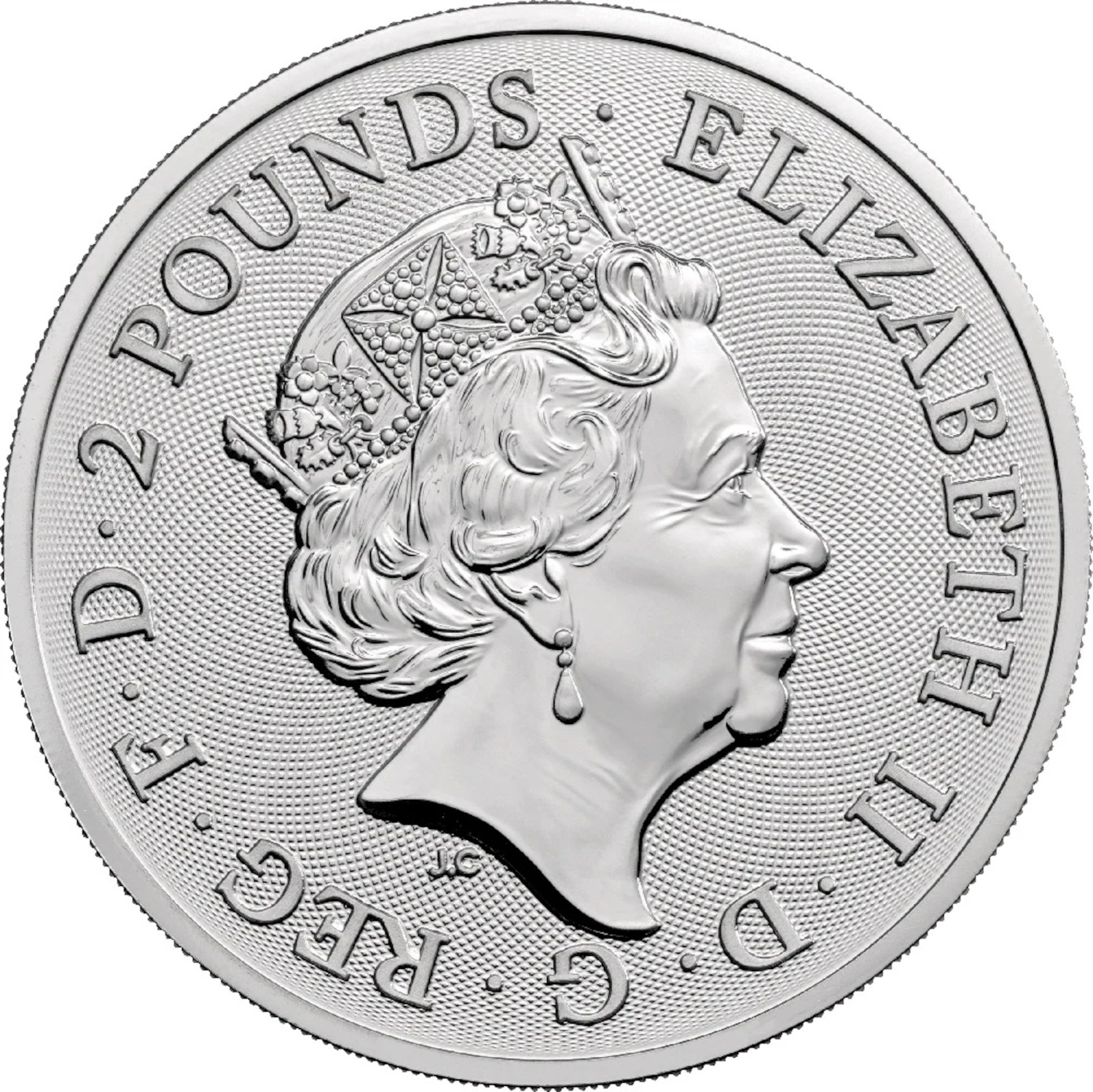 2 Pounds - Elizabeth II Year of the Rat; 1 oz Fine Silver obverse
