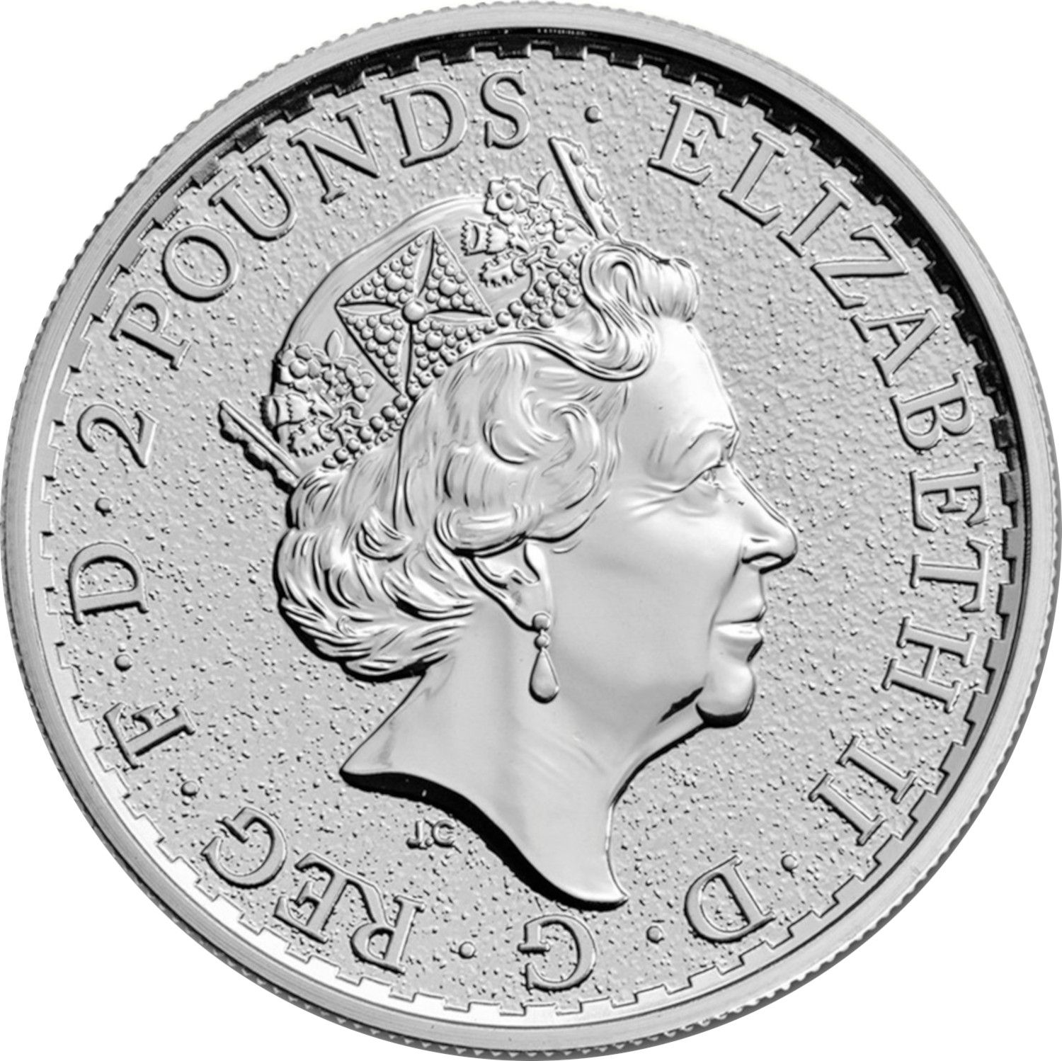 2 Pounds - Elizabeth II Year of the Rooster; 1 oz Fine Silver obverse