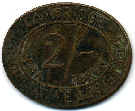 2 Shillings PBA Token - Cambridge CSL Cambridgeshire reverse