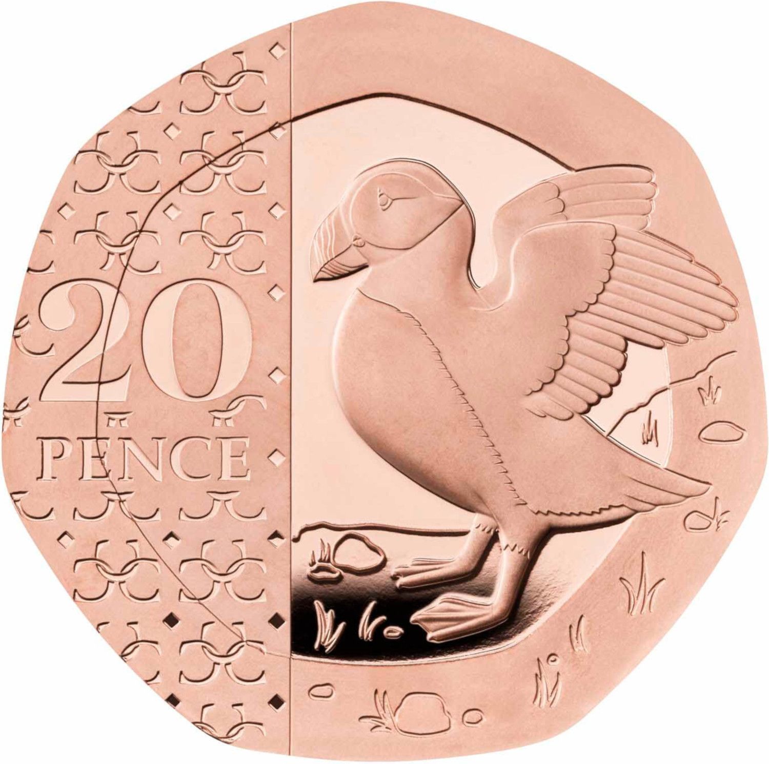 20 Pence - Charles III Puffin; Gold Proof reverse