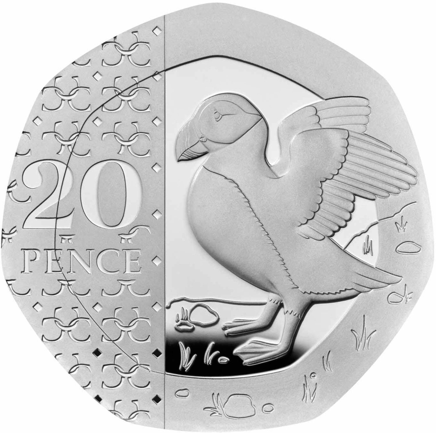 20 Pence - Charles III Puffin; Silver Proof reverse