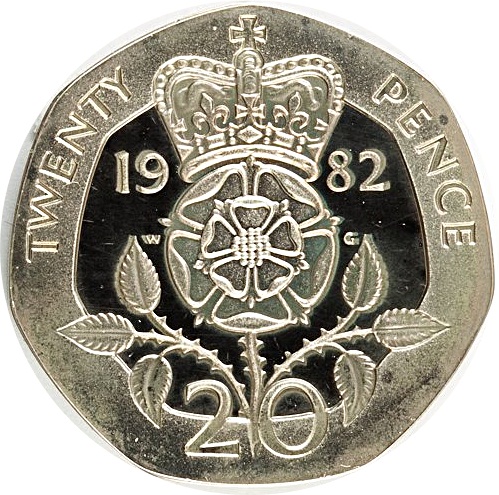 20 Pence - Elizabeth II 2nd portrait; Silver Piedfort reverse