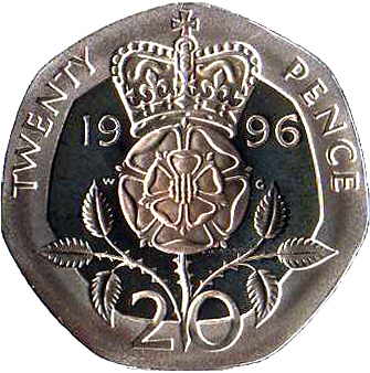 20 Pence - Elizabeth II 3rd portrait; Silver Proof reverse