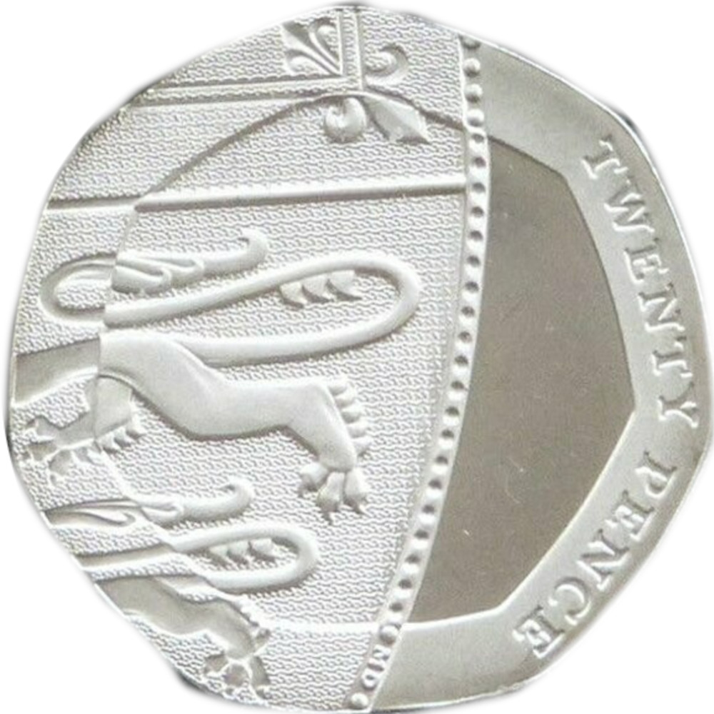 20 Pence - Elizabeth II 4th portrait; Royal Shield, Silver Piedfort reverse