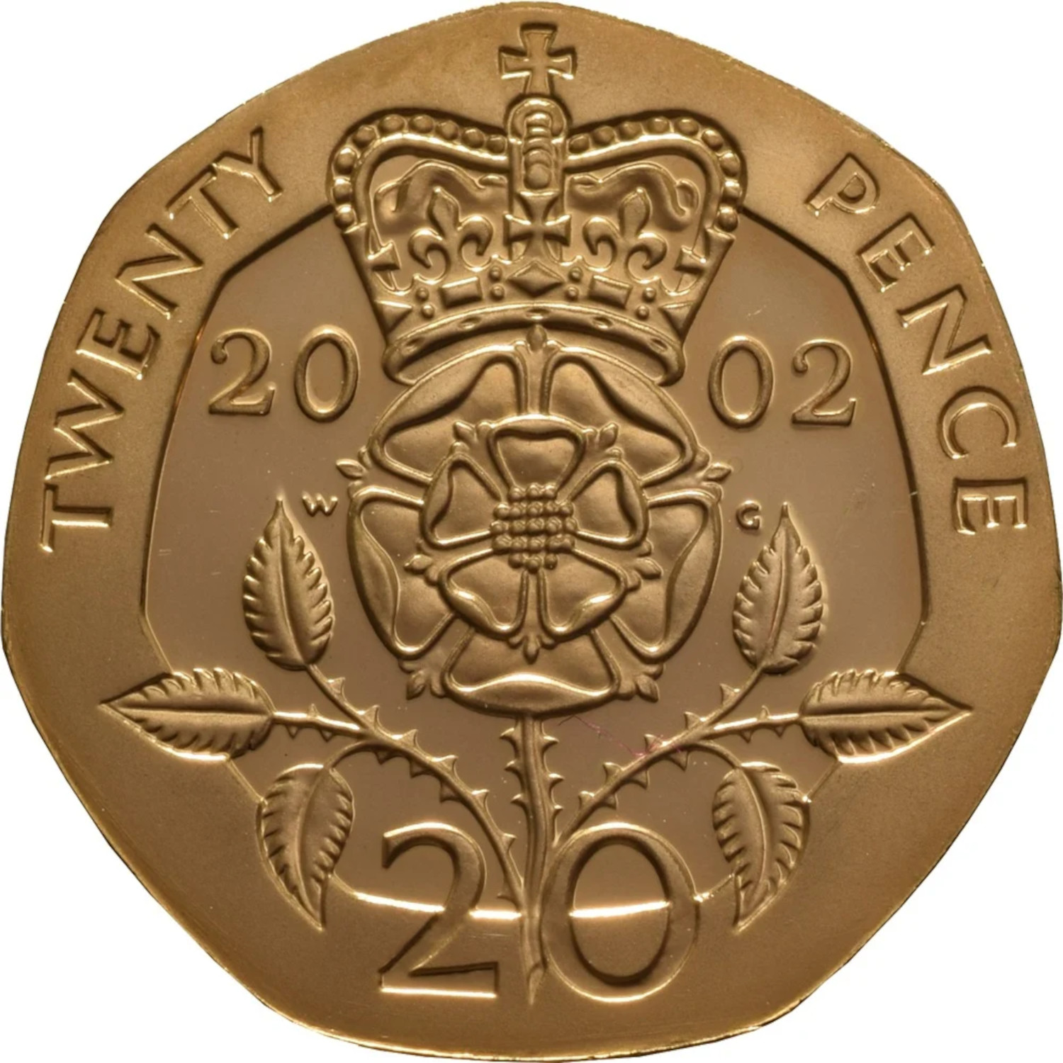 20 Pence - Elizabeth II 4th Portrait; Tudor Rose, Gold Proof reverse