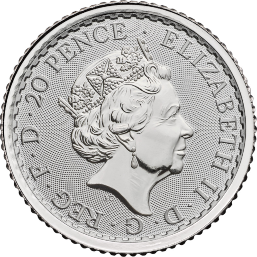 20 Pence - Elizabeth II 5th portrait; 1/10 oz Fine Silver obverse