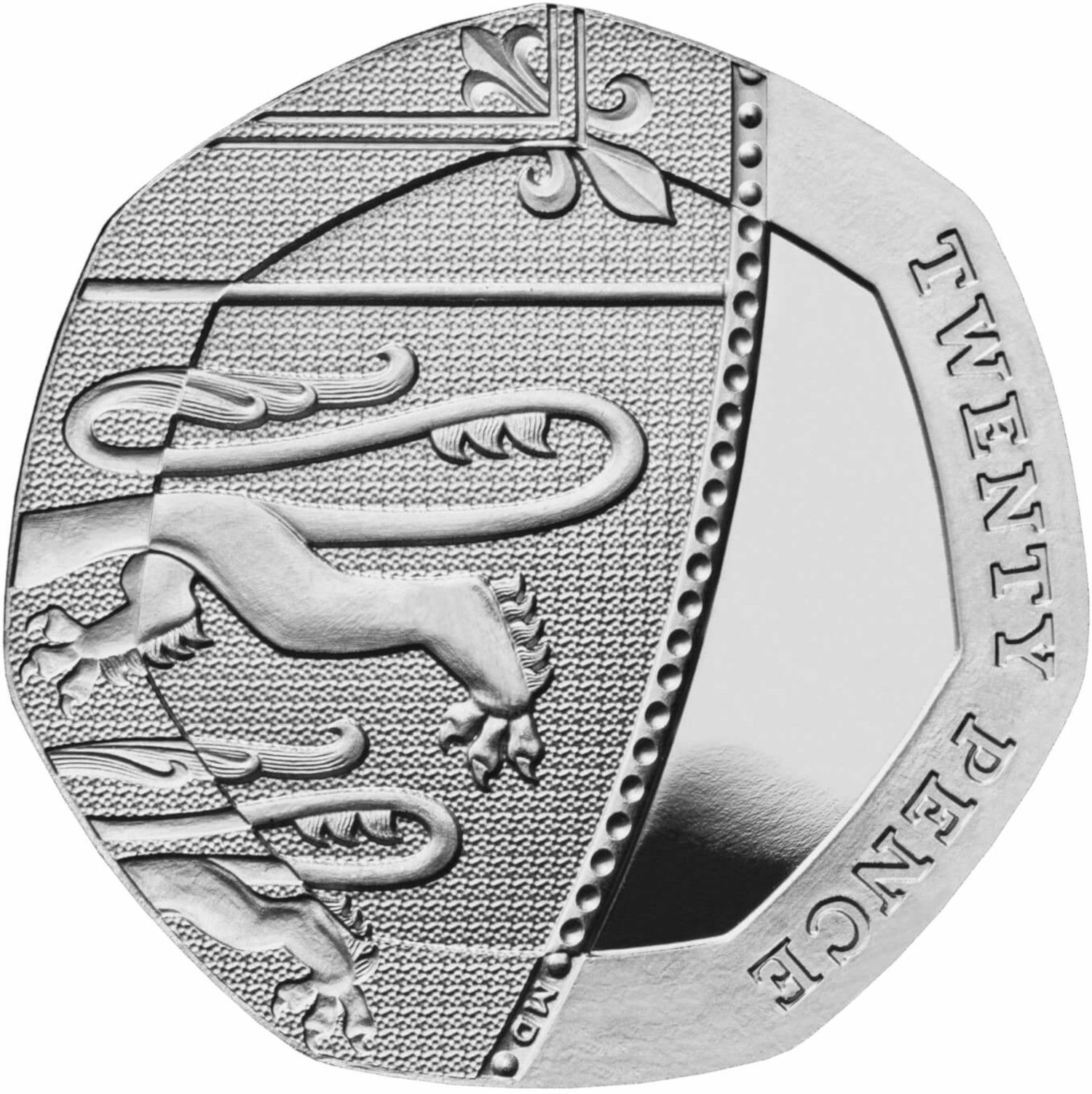 20 Pence - Elizabeth II 5th portrait; Royal Shield, Platinum Proof reverse