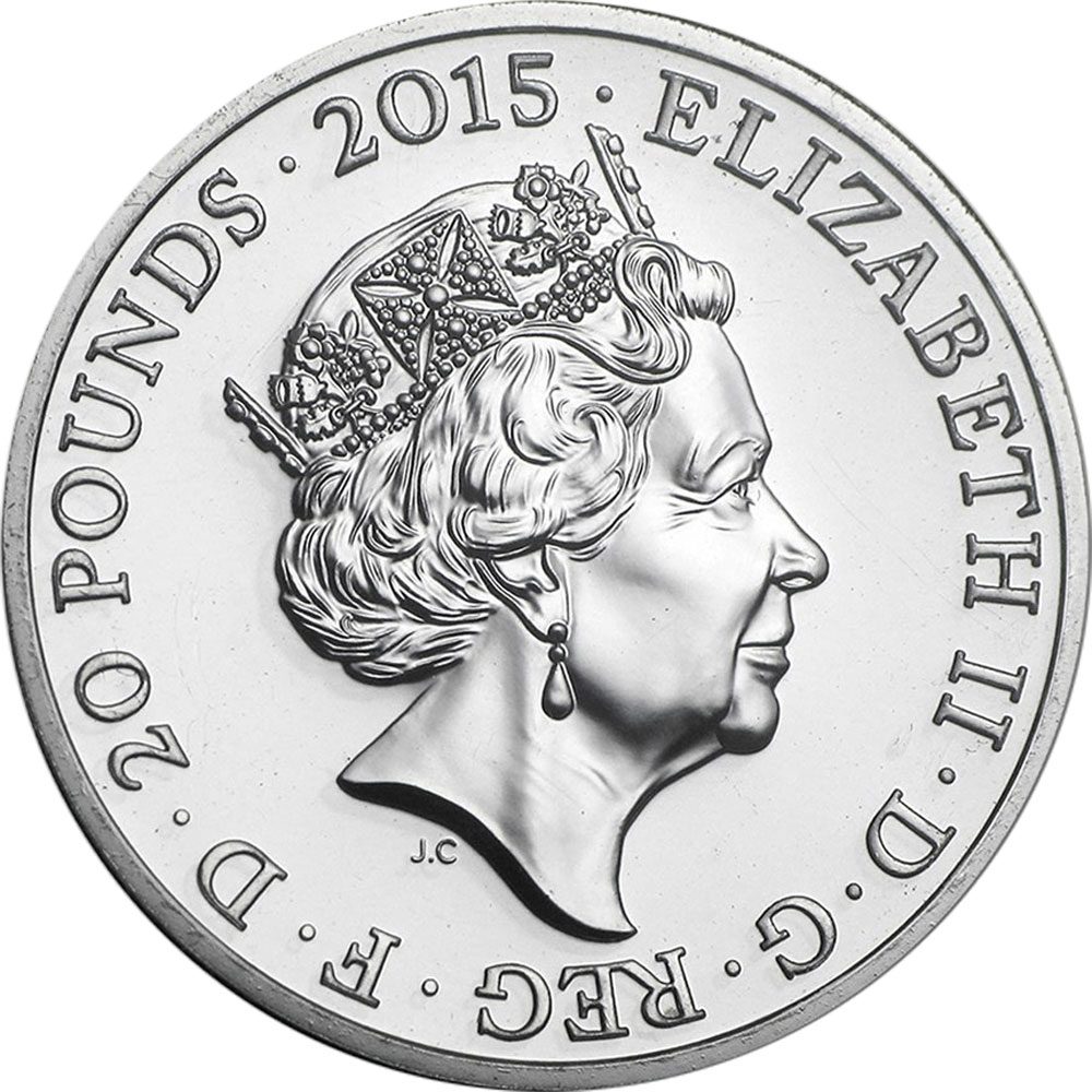 20 Pounds - Elizabeth II Longest Reign; Fine Silver obverse