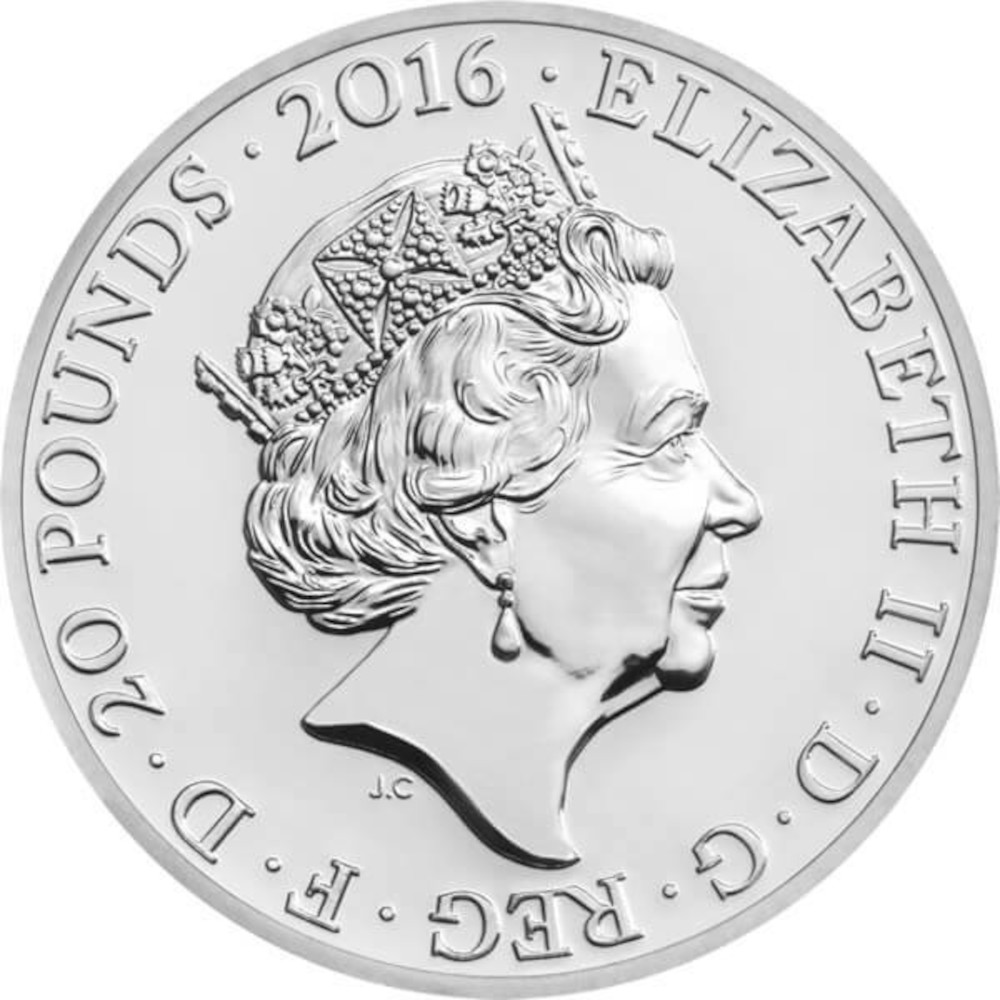 20 Pounds - Elizabeth II Queen's 90th Birthday; Fine Silver obverse