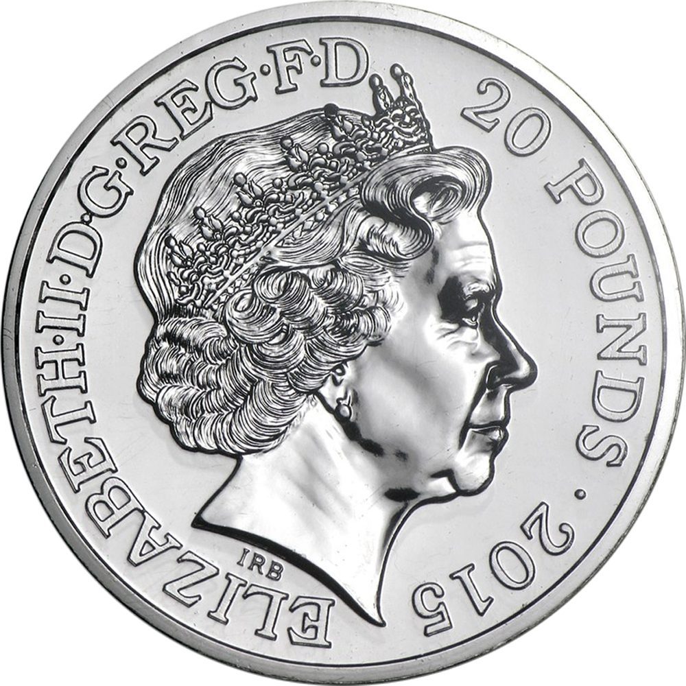 20 Pounds - Elizabeth II Sir Winston Churchill; Fine Silver obverse