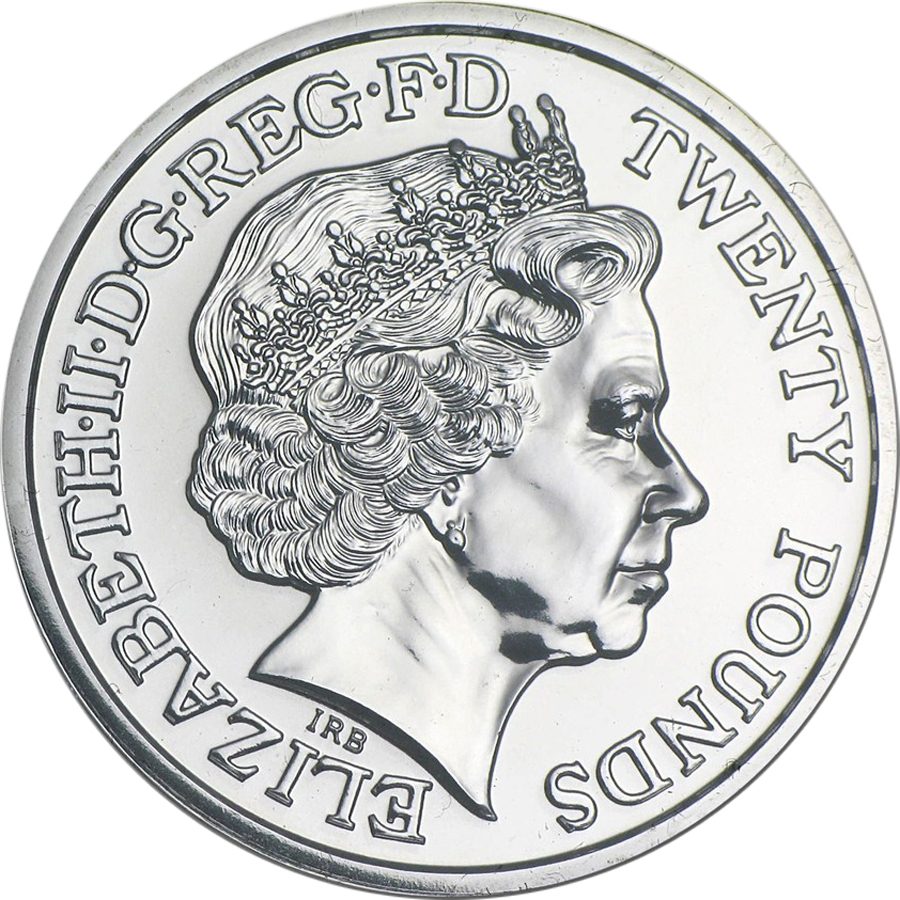 20 Pounds - Elizabeth II St George and Dragon; Fine Silver obverse