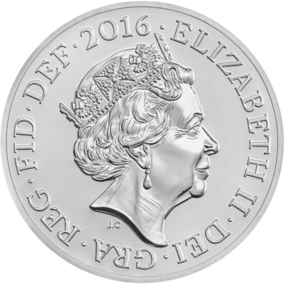 20 Pounds - Elizabeth II Welsh Dragon; Fine Silver obverse