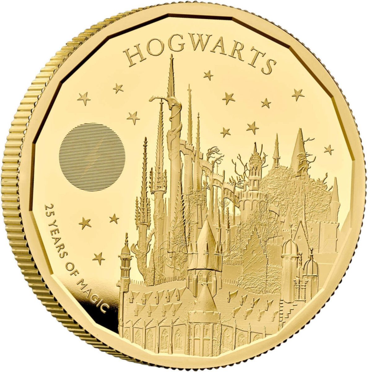 200 Pounds - Charles III Hogwarts Castle; Gold Proof reverse
