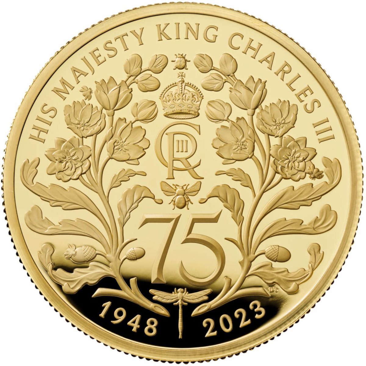 200 Pounds - Charles III King Charles' 75th Birthday; 2 oz Gold Proof reverse