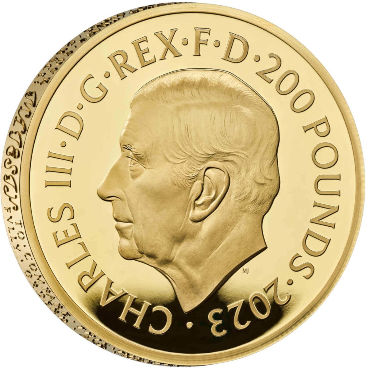 200 Pounds - Charles III Petition Crown, Portrait; Gold Proof obverse