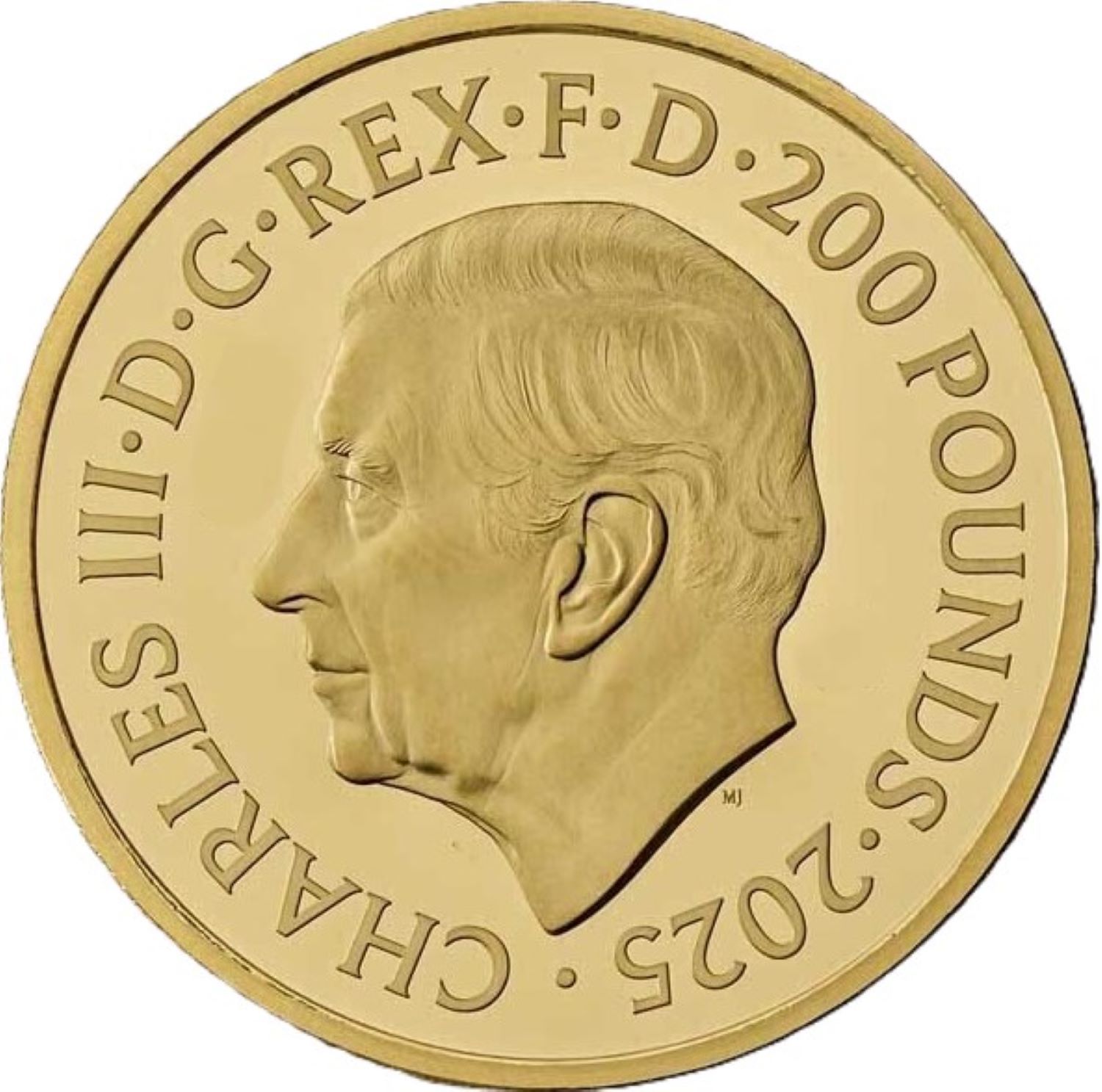 200 Pounds - Charles III The Two George's; Gold Proof obverse