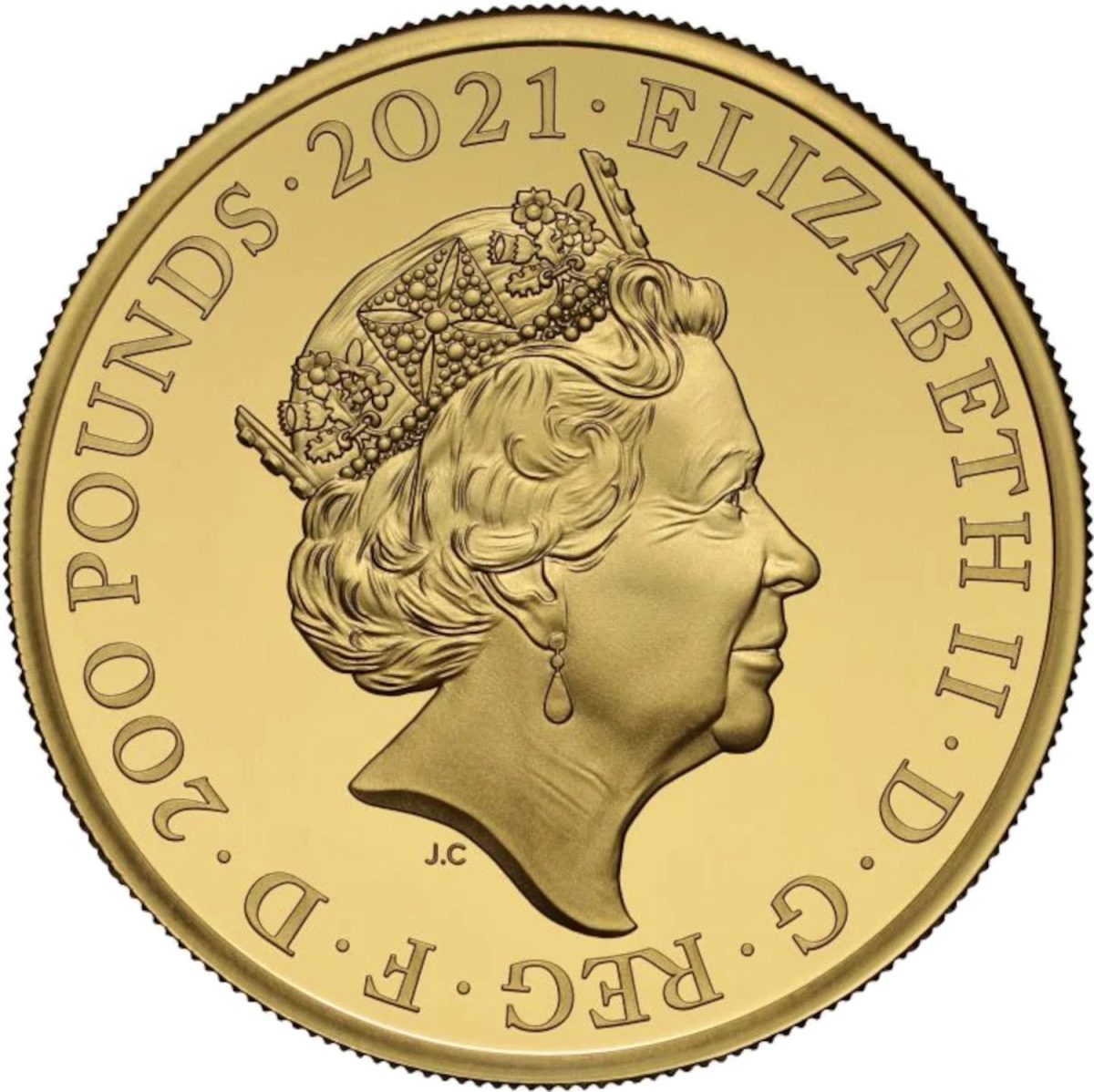 200 Pounds - Elizabeth II Alfred The Great; Gold Proof obverse