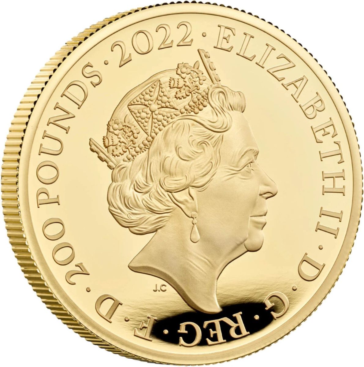200 Pounds - Elizabeth II James I; Gold Proof obverse