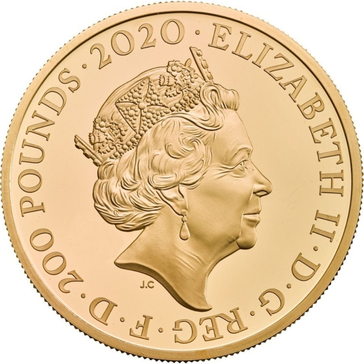 200 Pounds - Elizabeth II King George III; Gold Proof obverse