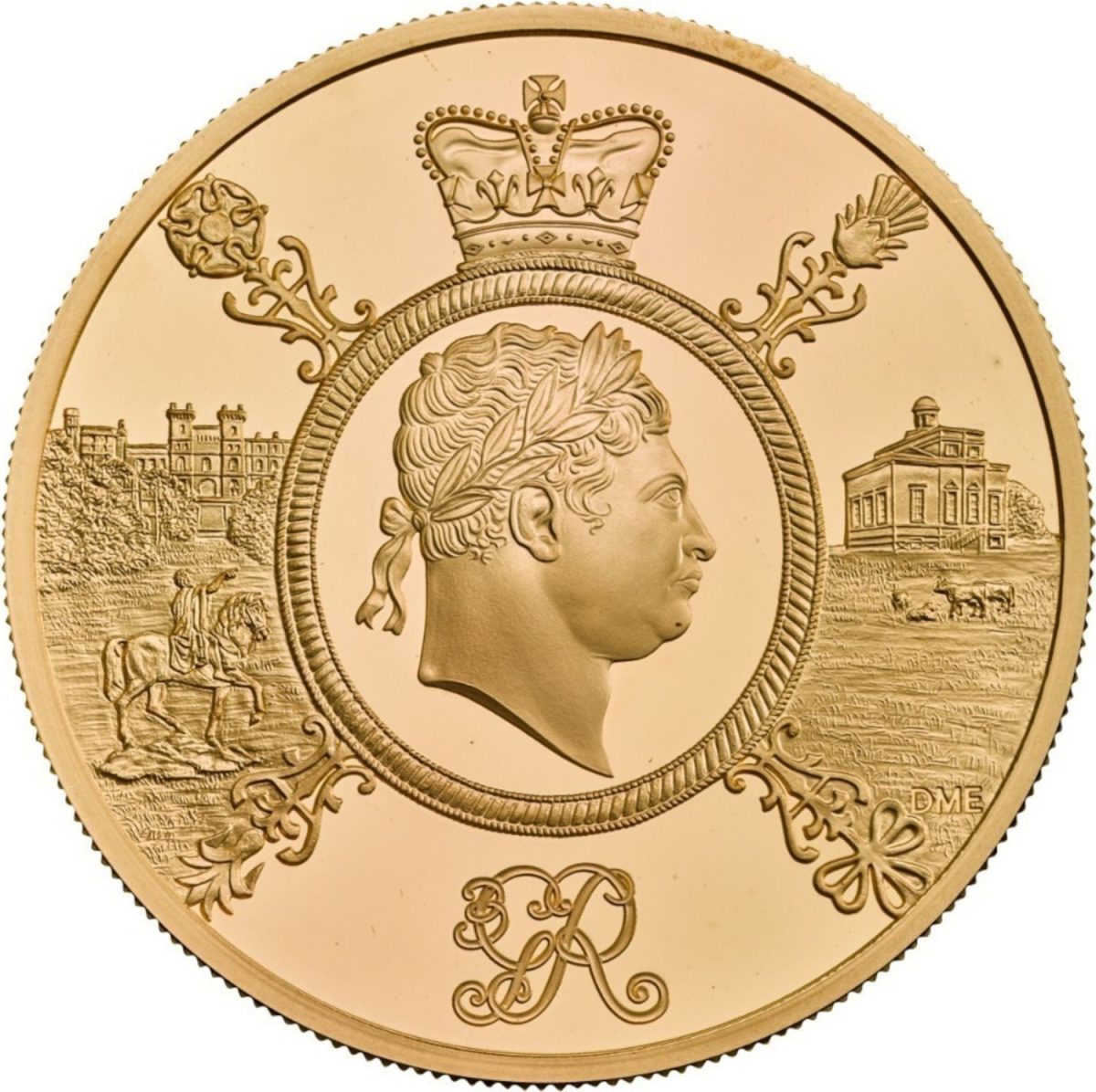 200 Pounds - Elizabeth II King George III; Gold Proof reverse
