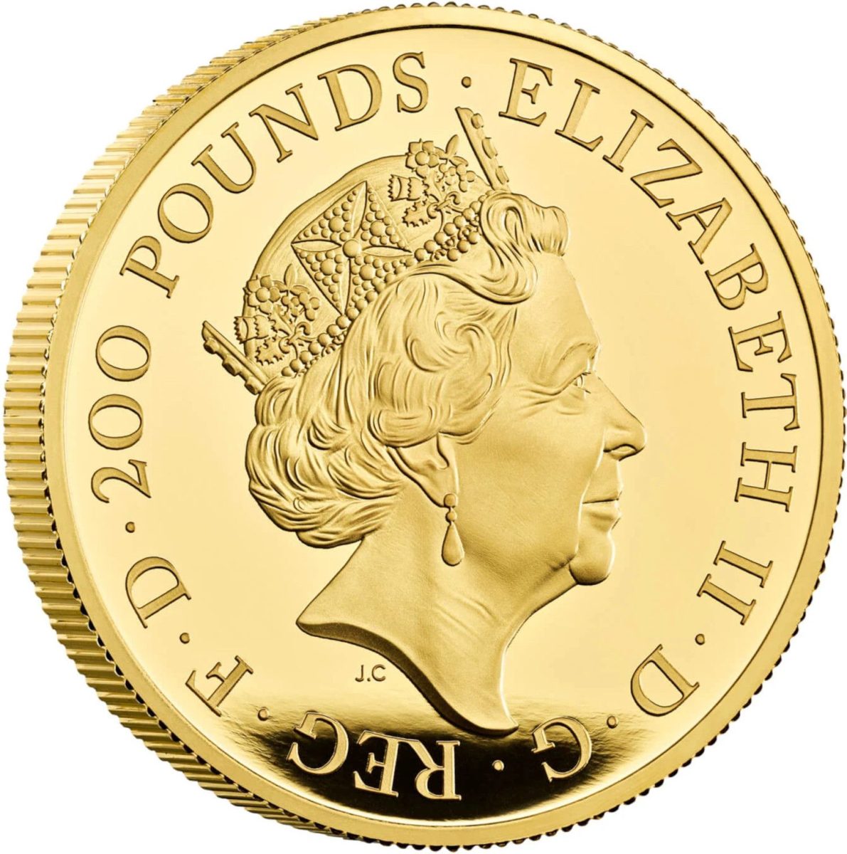 200 Pounds - Elizabeth II Lion of England; Gold Proof obverse