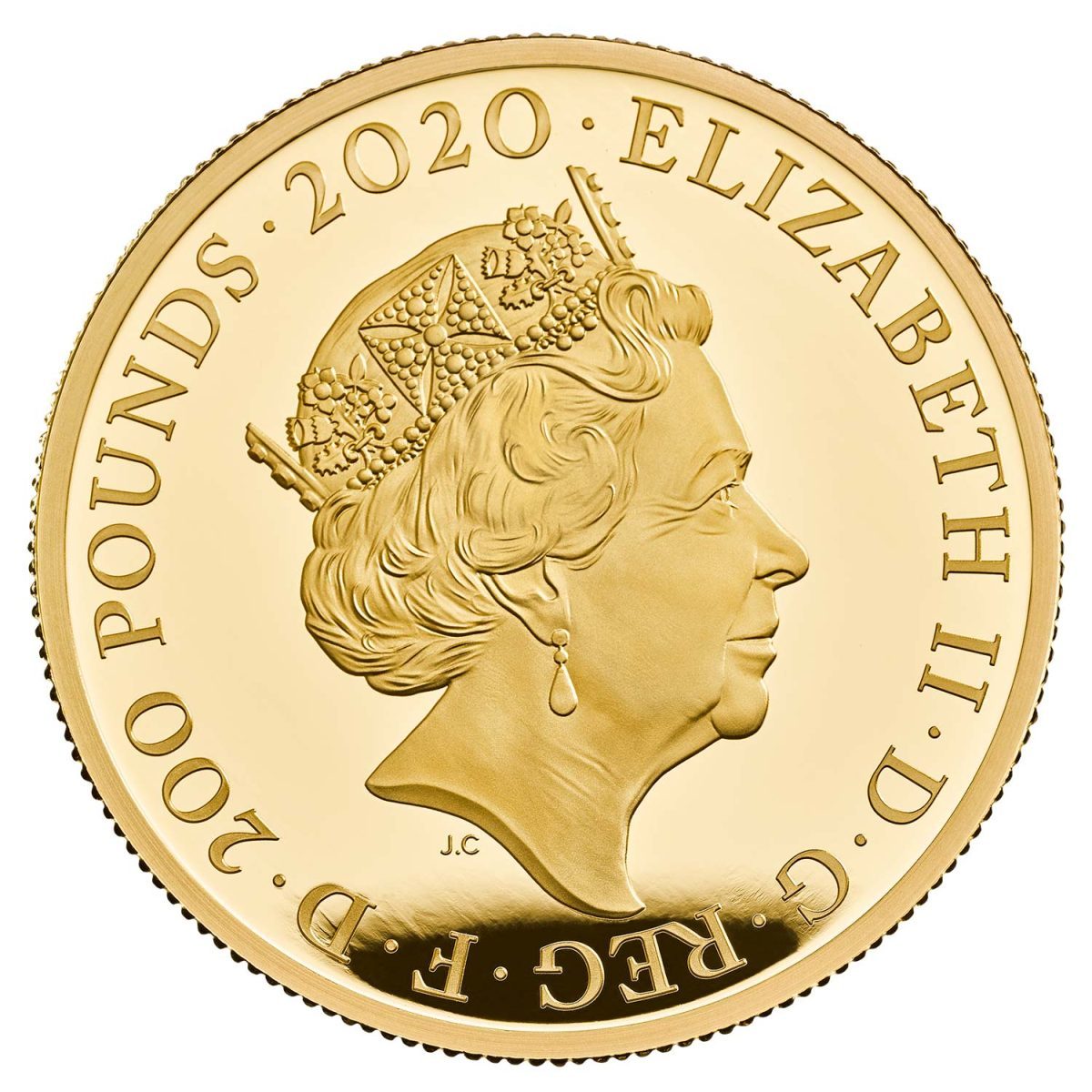 200 Pounds - Elizabeth II The band Queen; Gold Proof obverse