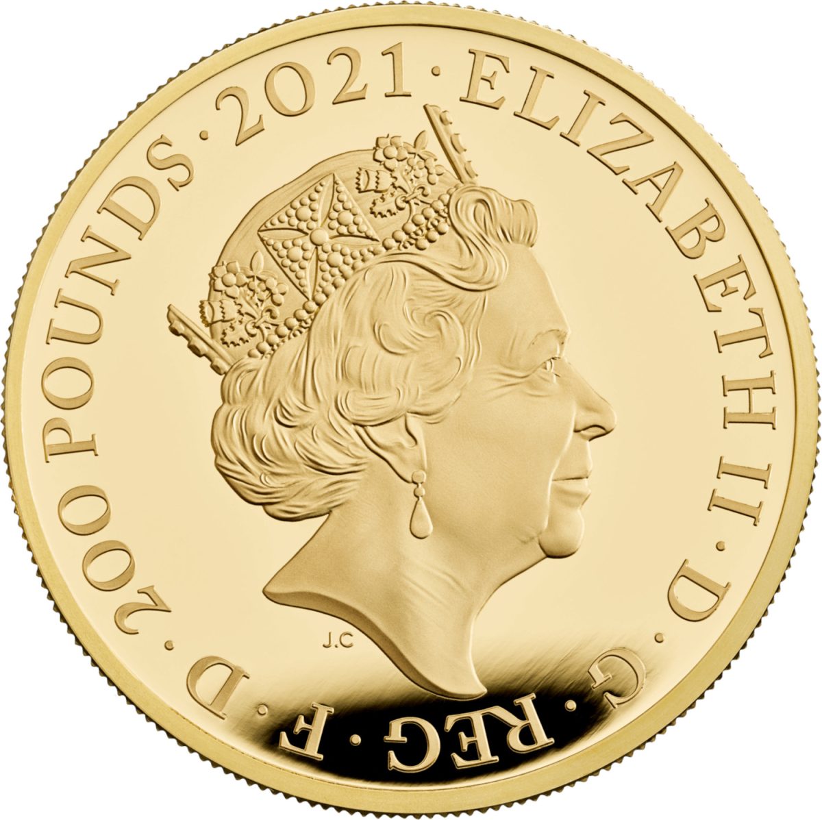 200 Pounds - Elizabeth II The Who; Gold Proof obverse