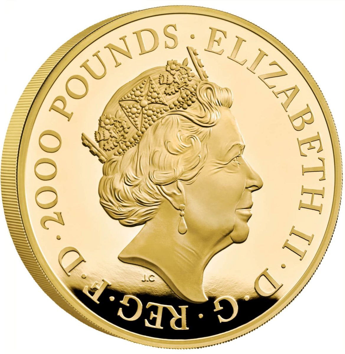 2000 Pounds - Elizabeth II Posthumous; Yale of Beaufort; Gold Proof obverse