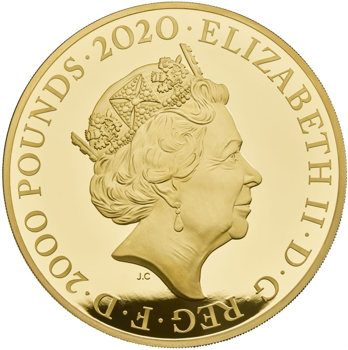 2000 Pounds - Elizabeth II The Three Graces; Gold Proof obverse