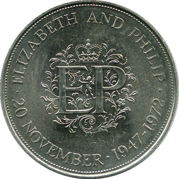 25 New Pence - Elizabeth II Silver Wedding reverse