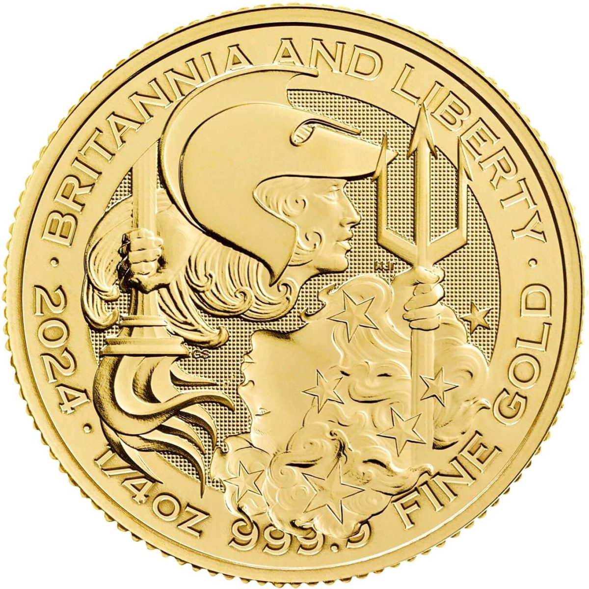 25 Pounds - Charles III Britannia & Liberty; 1/4 oz Fine Gold