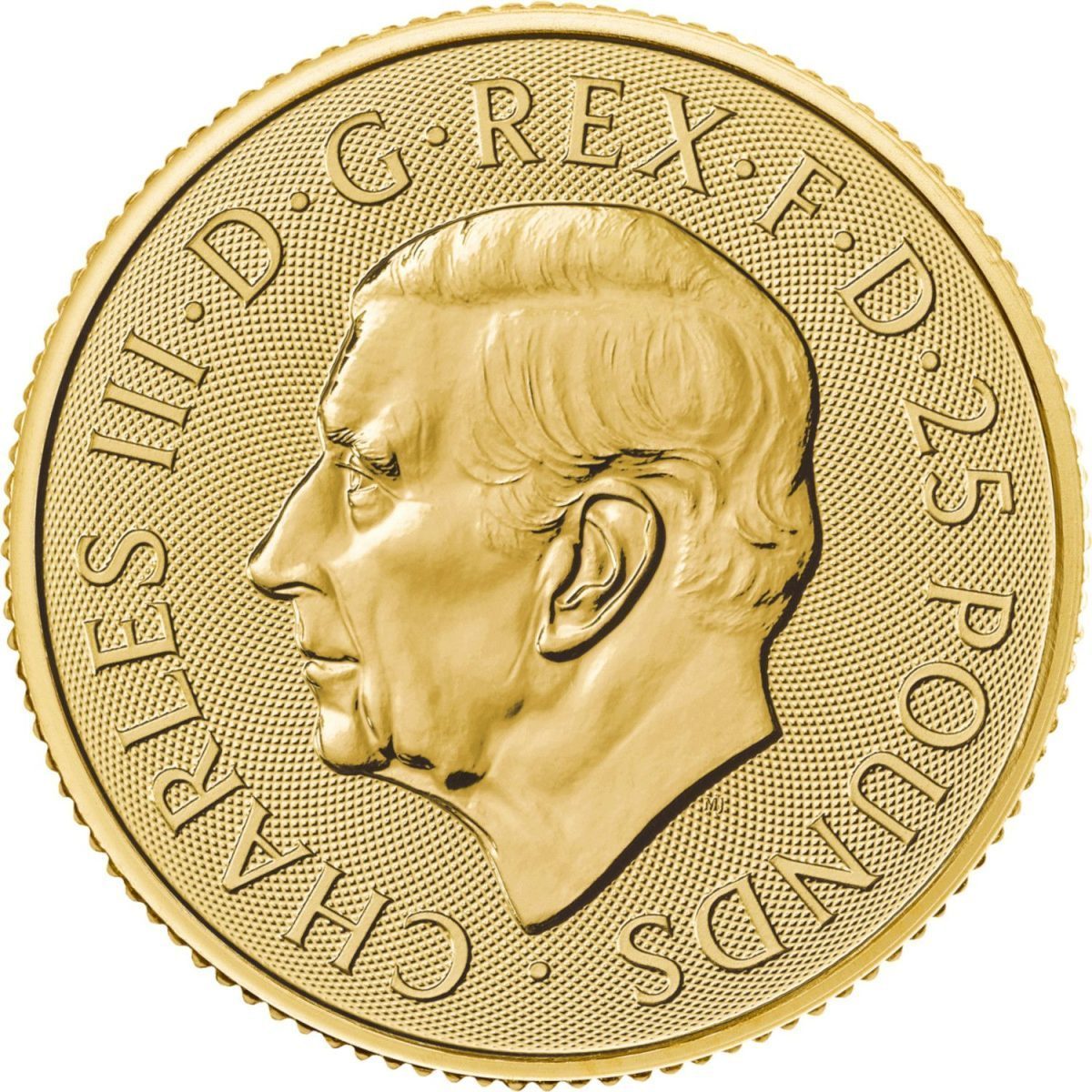 25 Pounds - Charles III Bull of Clarence; 1/4 oz Fine Gold obverse