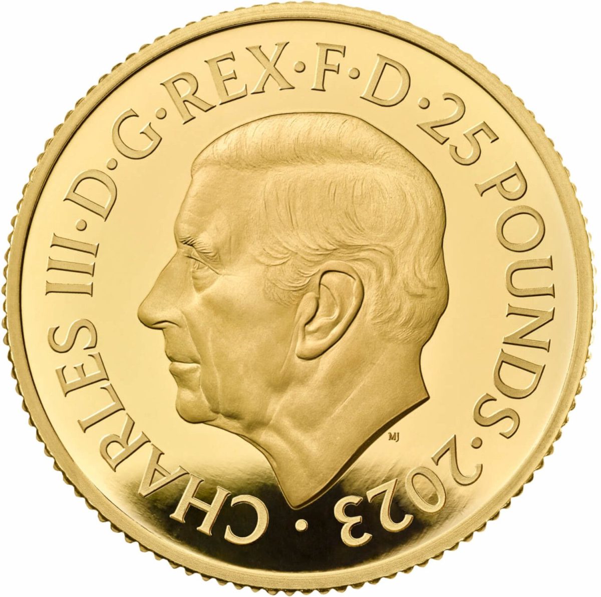 25 Pounds - Charles III King Charles' 75th Birthday; 1/4 oz Gold Proof obverse